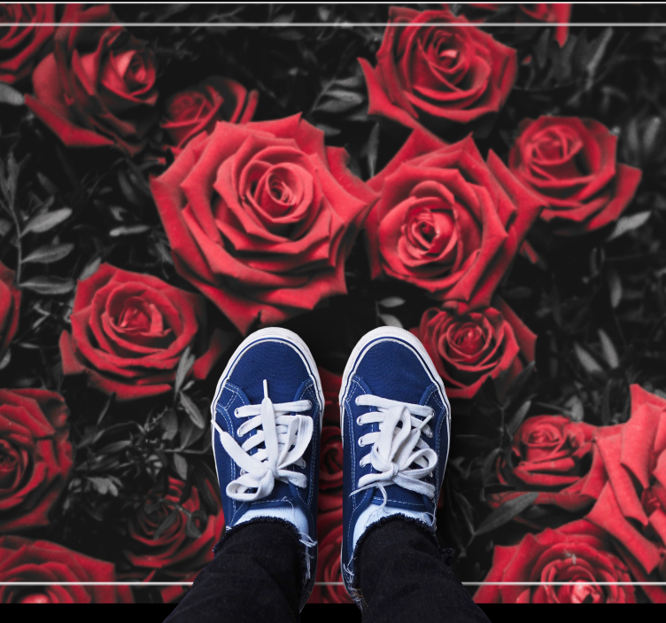 Tapis vinyle plantes conception réaliste de roses rouges - TenStickers