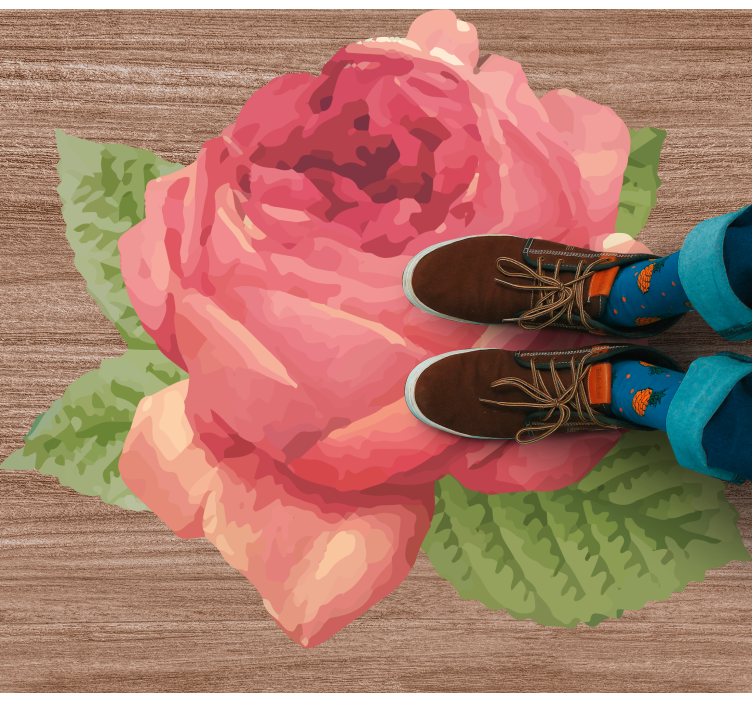 Tapis vinyle plantes fleur de rose vibrante - TenStickers