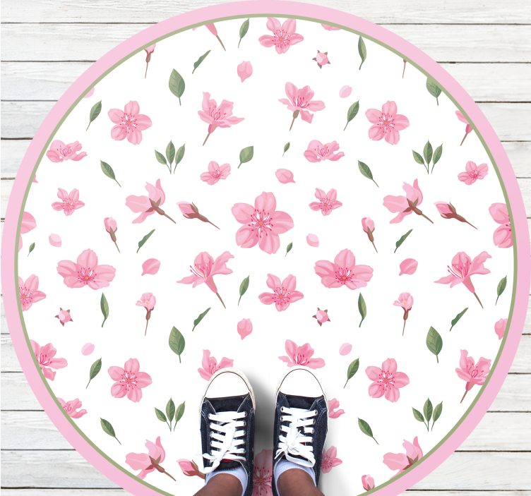 Tapis vinyle plantes fleur rose en fleurs - TenStickers