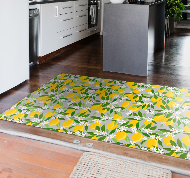 Tapis vinyle cuisine fleurs d'agrumes luxuriantes - TenStickers