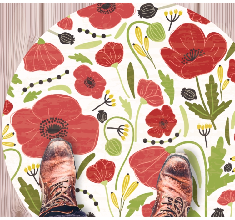 Tapis vinyle plantes fleurs de pavot rouge - TenStickers
