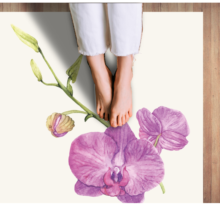 Tapis vinyle plantes fleurs d'orchidées violettes - TenStickers
