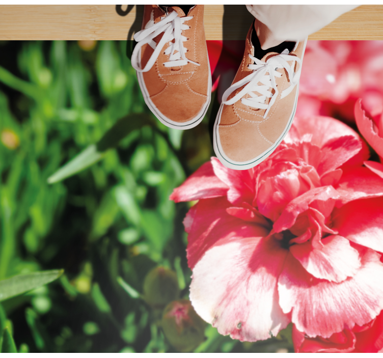 Tapis vinyle plantes fleurs roses et herbe - TenStickers