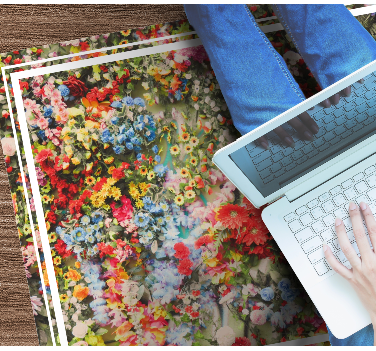 Tapis vinyle nature motif floral coloré - TenStickers