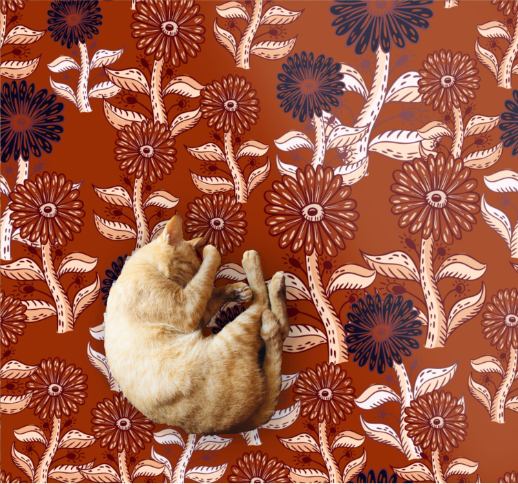 Tapis vinyle plantes harmonie des motifs floraux - TenStickers