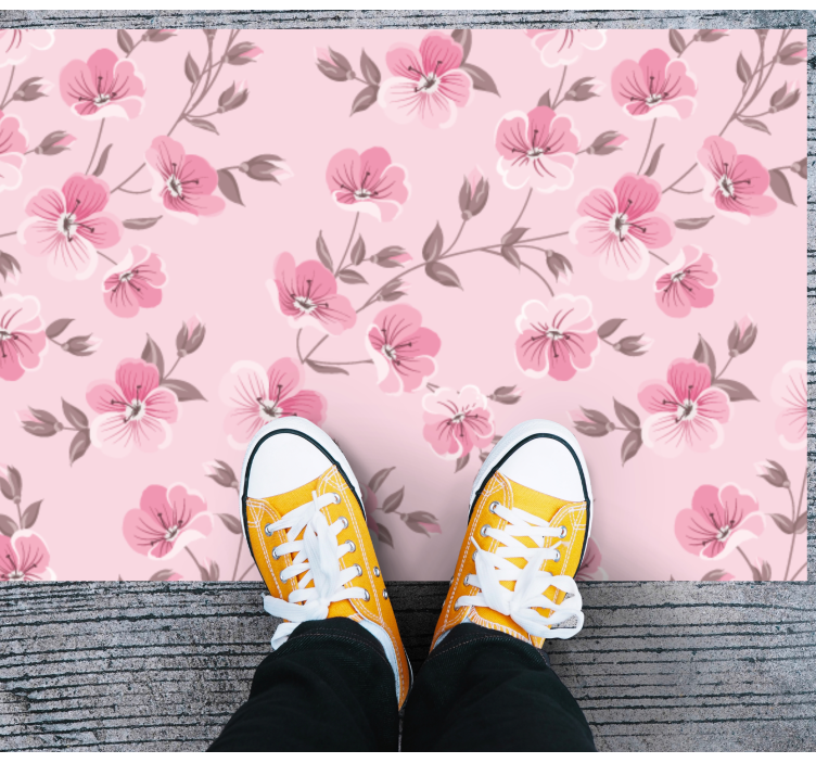 Tapis vinyle plantes harmonie florale rose - TenStickers