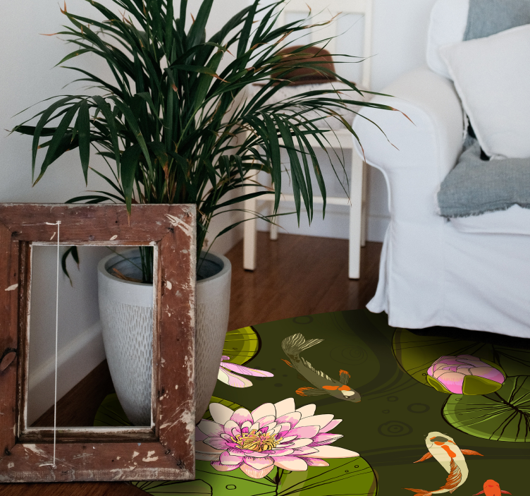 Tapis vinyle plantes illustration de la faune de l'étang - TenStickers