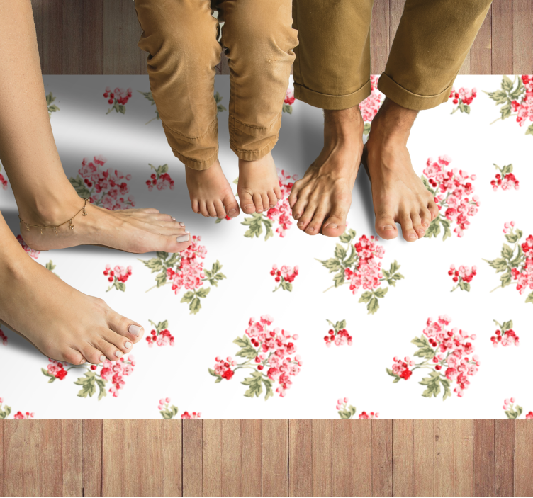 Tapis vinyle plantes design minimaliste blanc - TenStickers