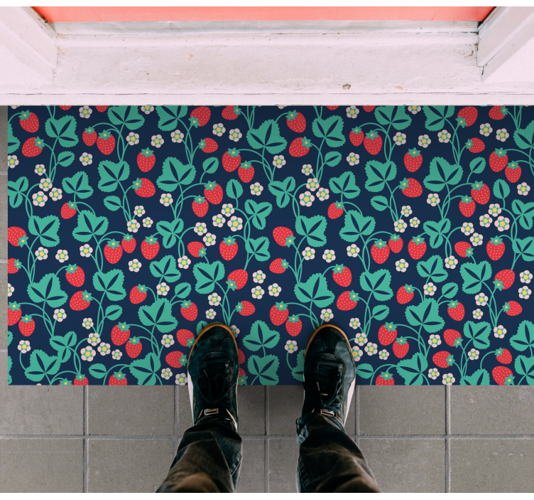 Tapis vinyle plantes inspiration florale de fraise - TenStickers
