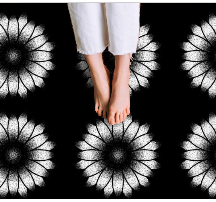 Tapis vinyle plantes inspiration noir et blanc - TenStickers