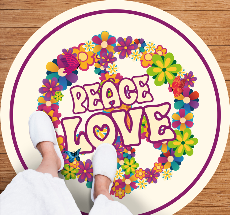 Tapis vinyle plantes message de paix - TenStickers