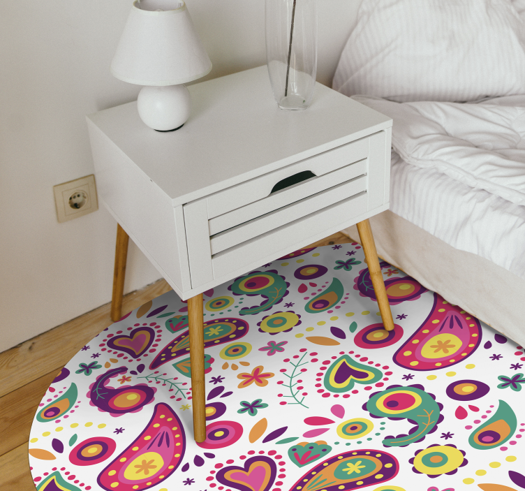 Tapis vinyle plantes motif cachemire coloré - TenStickers