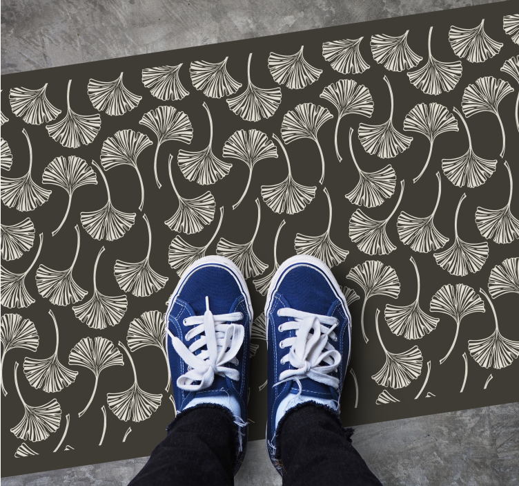 Tapis vinyle plantes motif de feuille de ginkgo - TenStickers