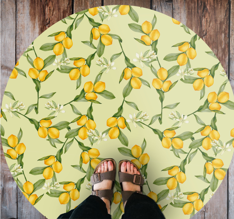 Tapis vinyle cuisine motif de fleurs d'agrumes - TenStickers