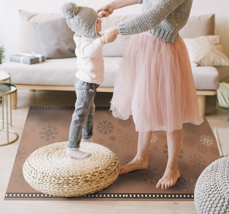 Tapis vinyle plantes motif de flocon de neige - TenStickers