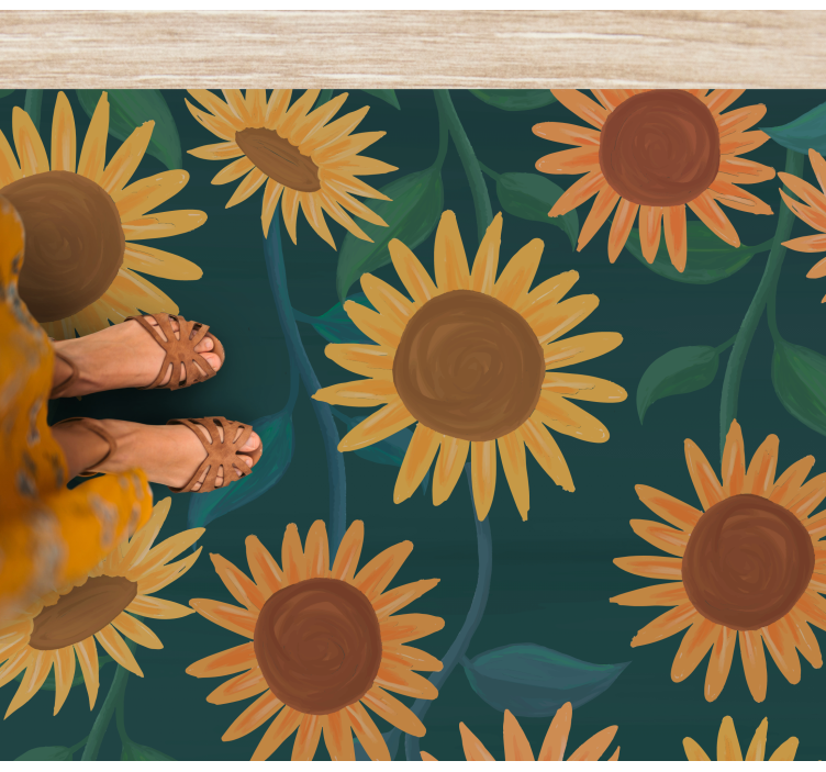 Tapis vinyle plantes motif de tournesol vintage - TenStickers
