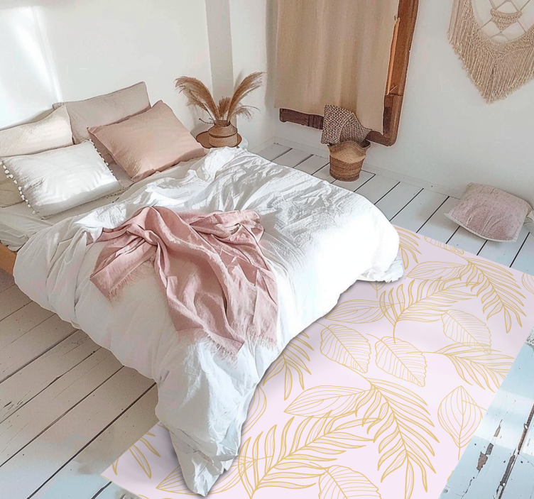 Tapis vinyle plantes motif feuilles dorées - TenStickers