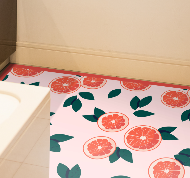 Tapis vinyle plantes floral rose et citronné - TenStickers