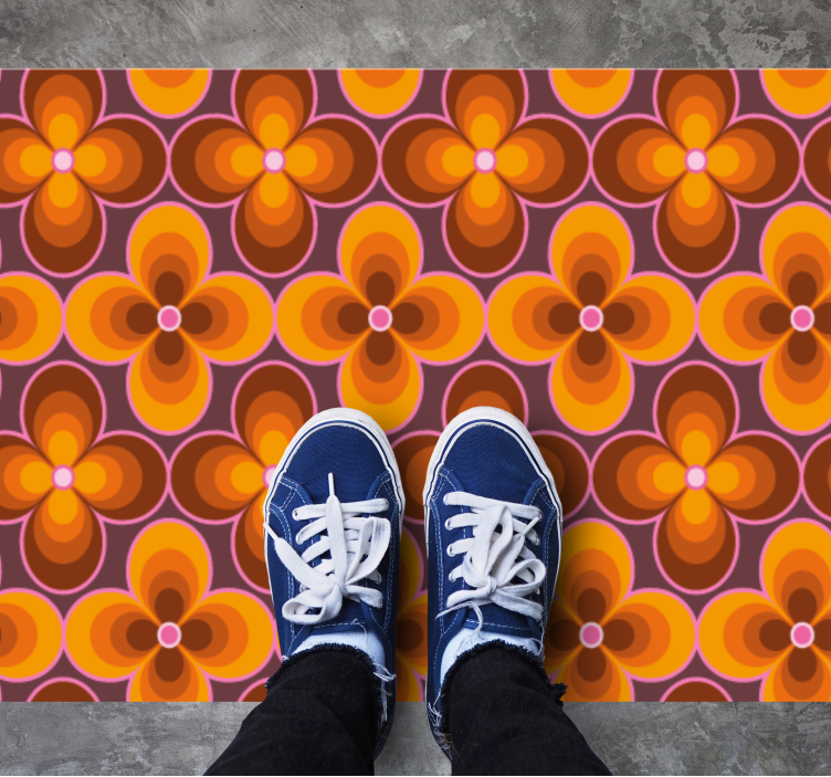 Tapis vinyle vintage motif floral rétro - TenStickers