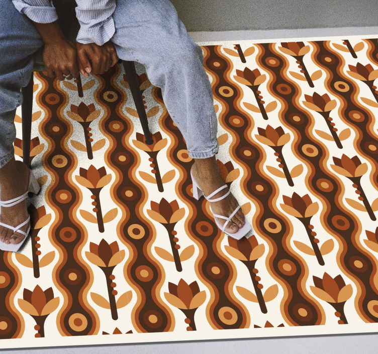 Tapis vinyle plantes vagues florales groovy - TenStickers