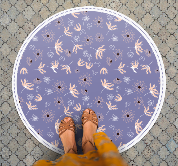 Tapis vinyle plantes motif floral violet - TenStickers
