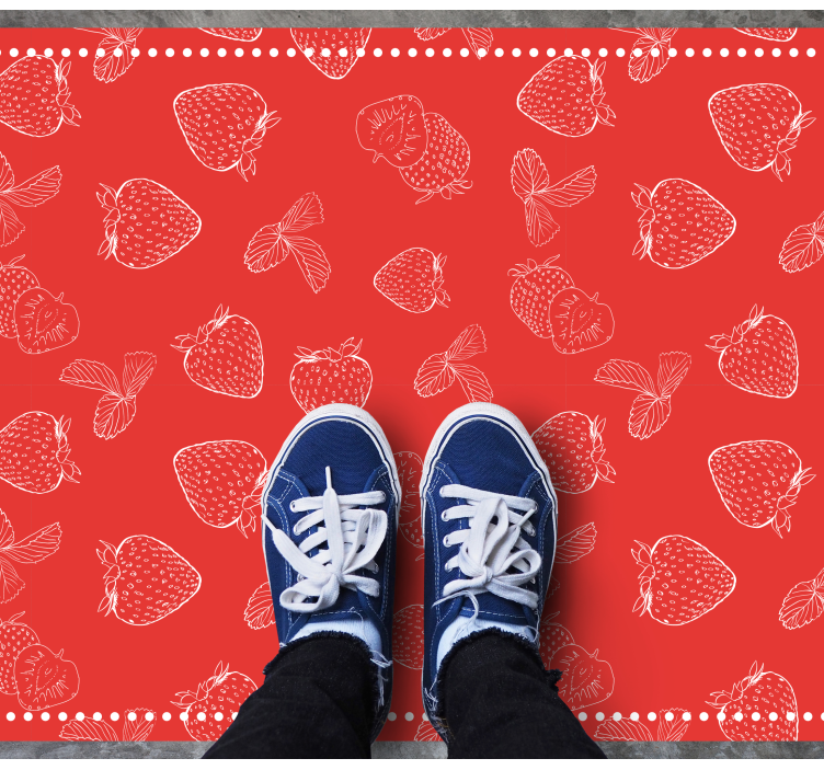 Tapis vinyle cuisine motif fraise brillant - TenStickers