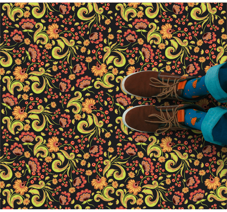 Tapis vinyle plantes motif tourbillon botanique - TenStickers