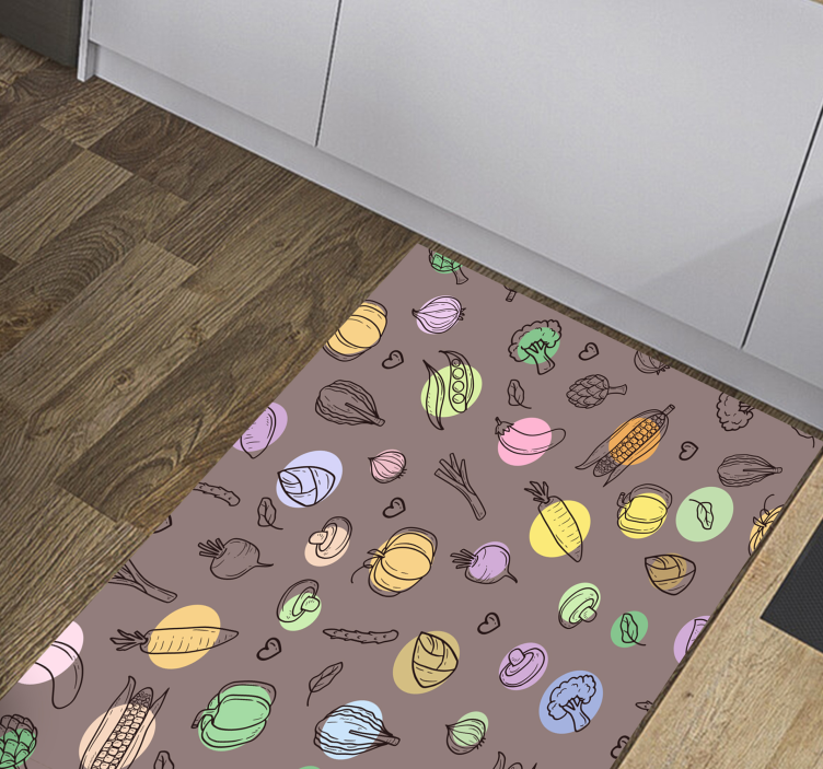 Tapis vinyle cuisine motif végétal coloré - TenStickers