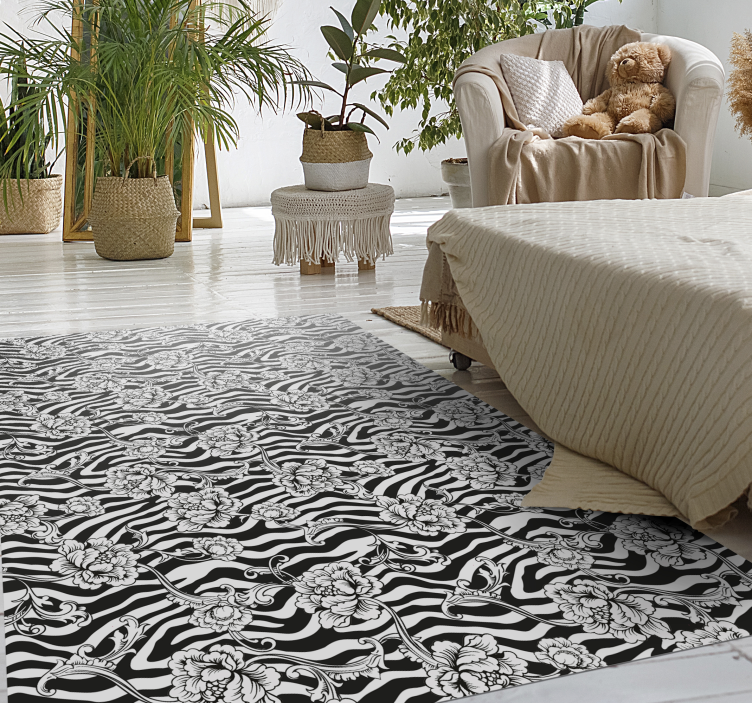 Tapis vinyle motif animal Élément zèbre floral - TenStickers