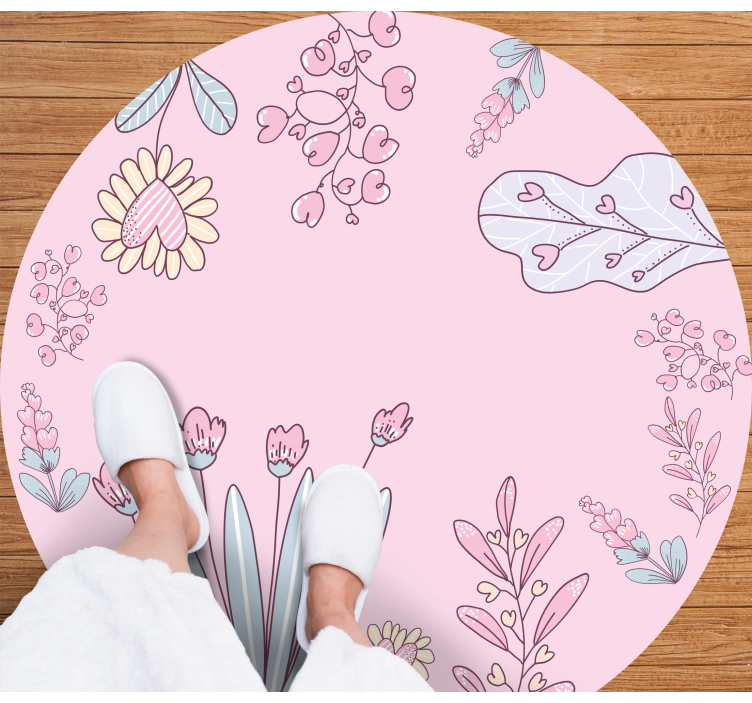 Tapis vinyle plantes motifs de cœur floraux - TenStickers