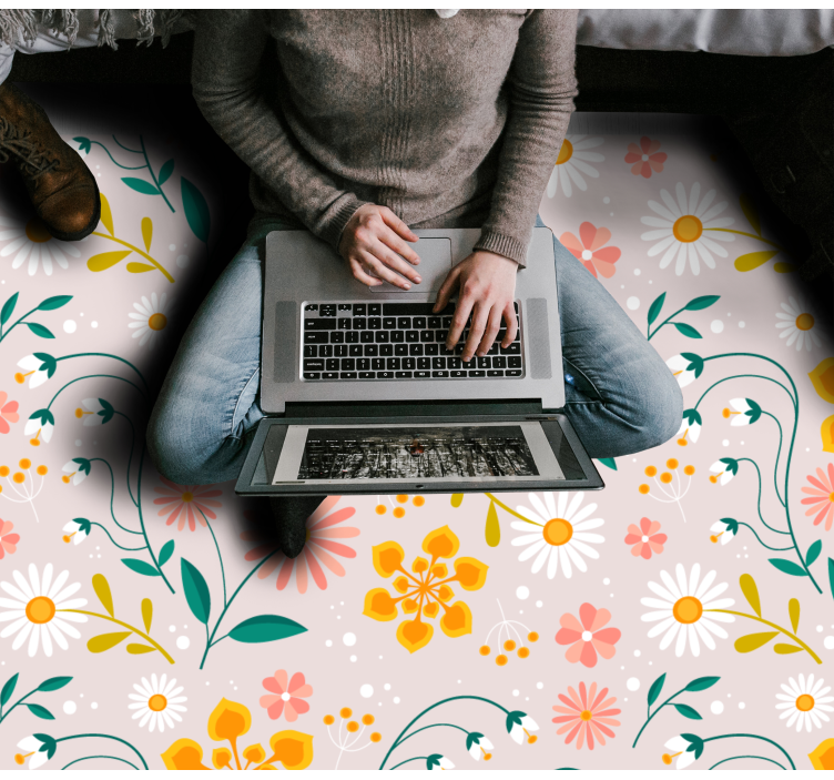 Tapis vinyle plantes conception de champ de marguerites - TenStickers