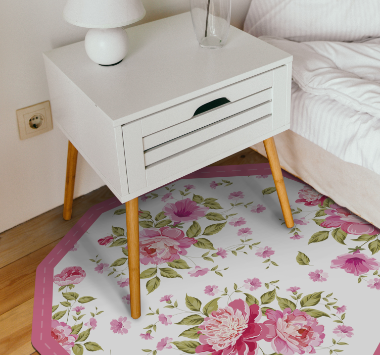 Tapis vinyle plantes octogone floral - TenStickers