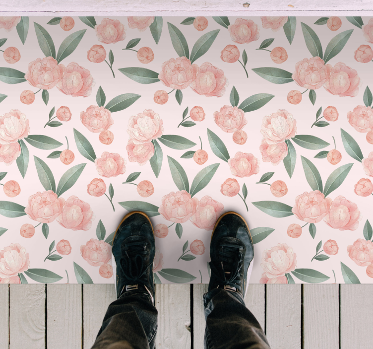 Tapis vinyle plantes pivoines botaniques - TenStickers