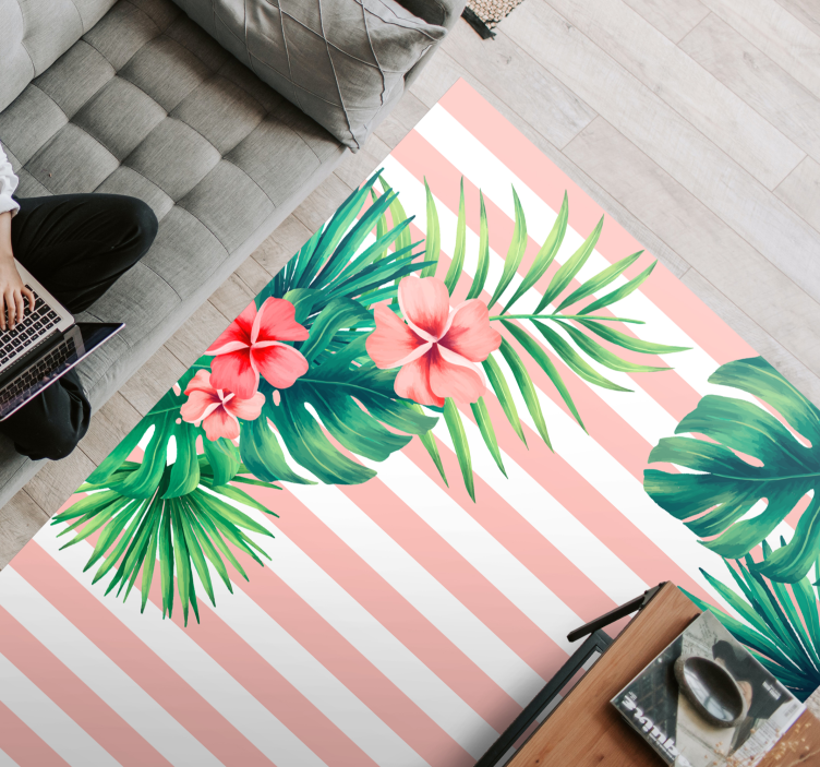 Tapis vinyle plantes rayure de flore tropicale - TenStickers