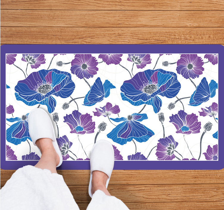 Tapis vinyle plantes rêve botanique bleu - TenStickers