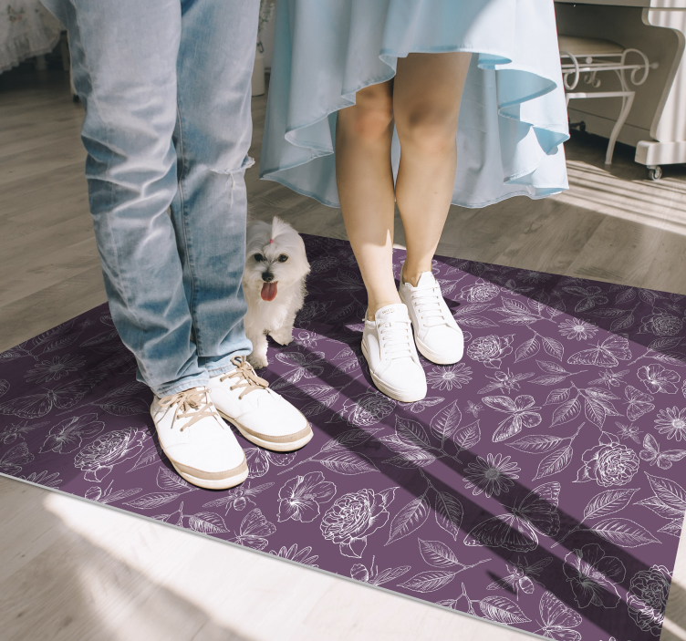 Tapis vinyle plantes symétrie florale - TenStickers