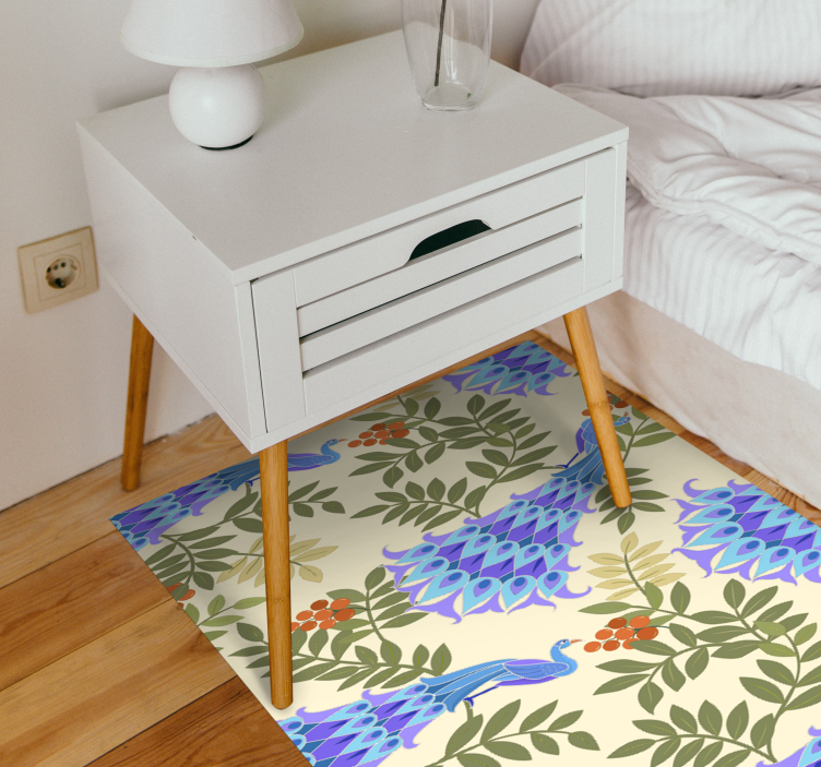 Tapis vinyle plantes thème floral paon - TenStickers