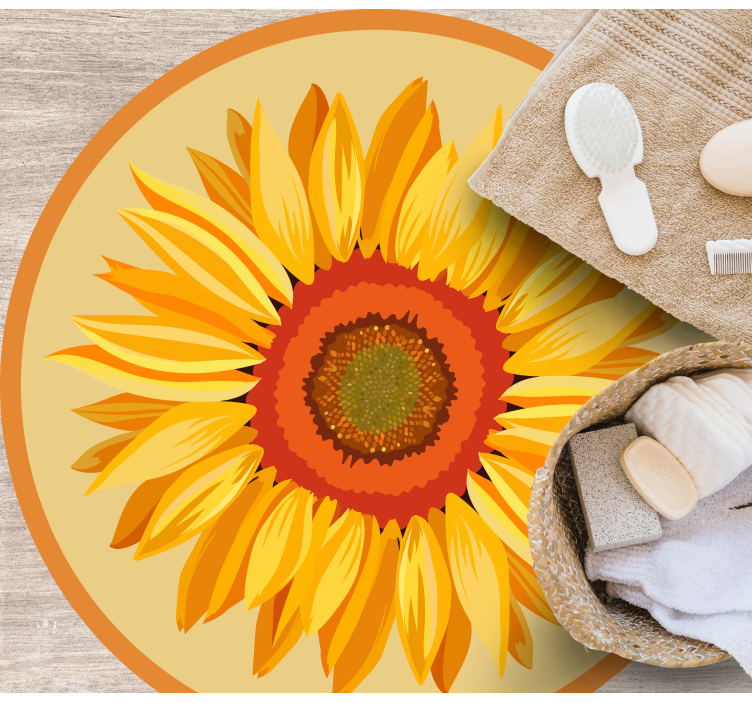 Tapis vinyle plantes tournesol rond - TenStickers