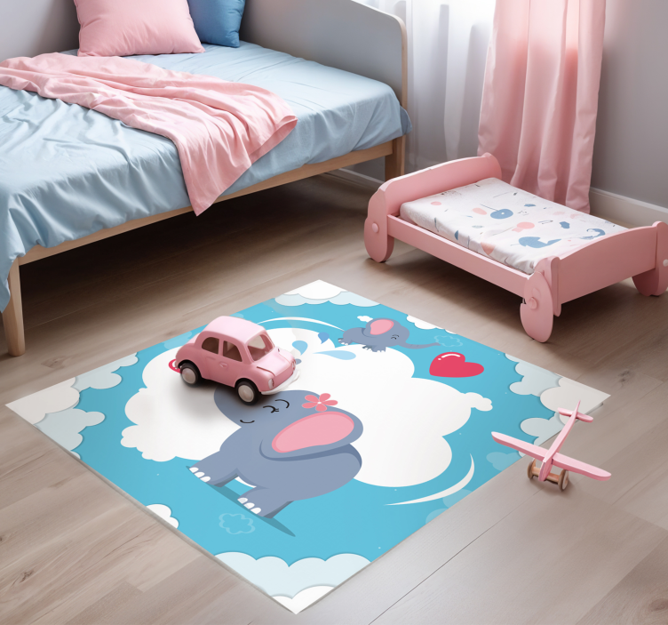 Tapis vinyle bébé adorable Elephant Cloudscape - TenStickers