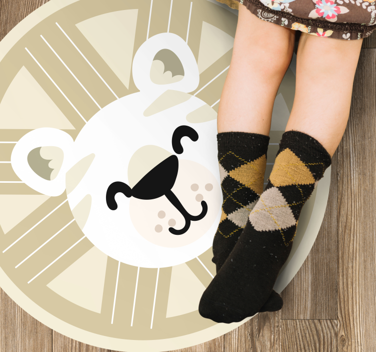 Tapis vinyle bébé graphique de lion souriant - TenStickers