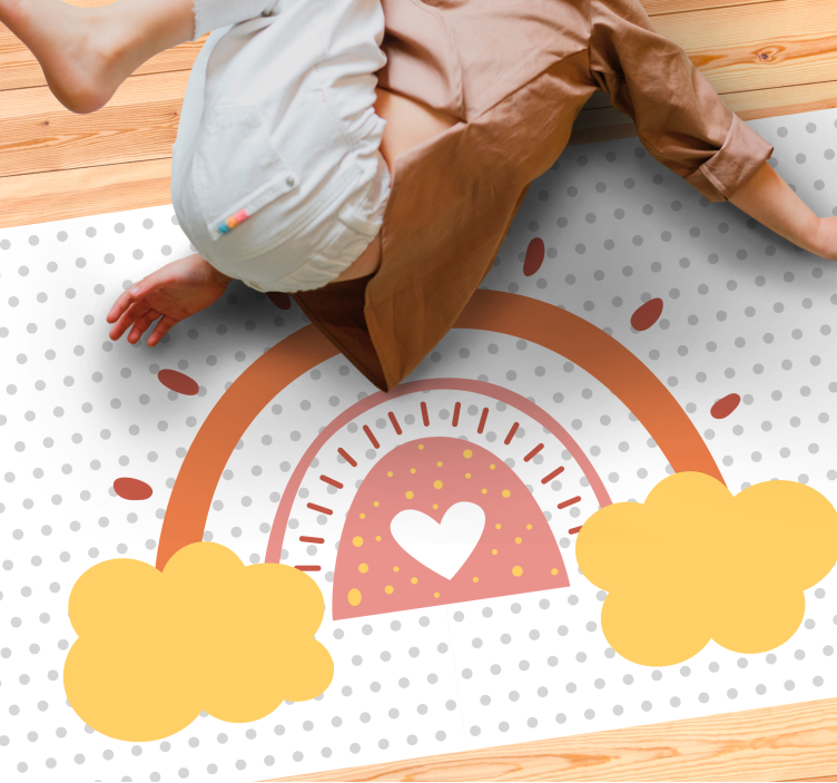 Tapis vinyle bébé paysage nuageux arc-en-ciel - TenStickers