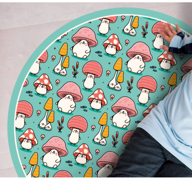 Tapis vinyle nature adorables figurines de champignons - TenStickers