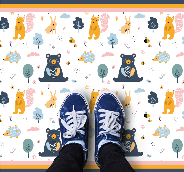 Tapis vinyle pour enfants amis de la forêt scandinave - TenStickers