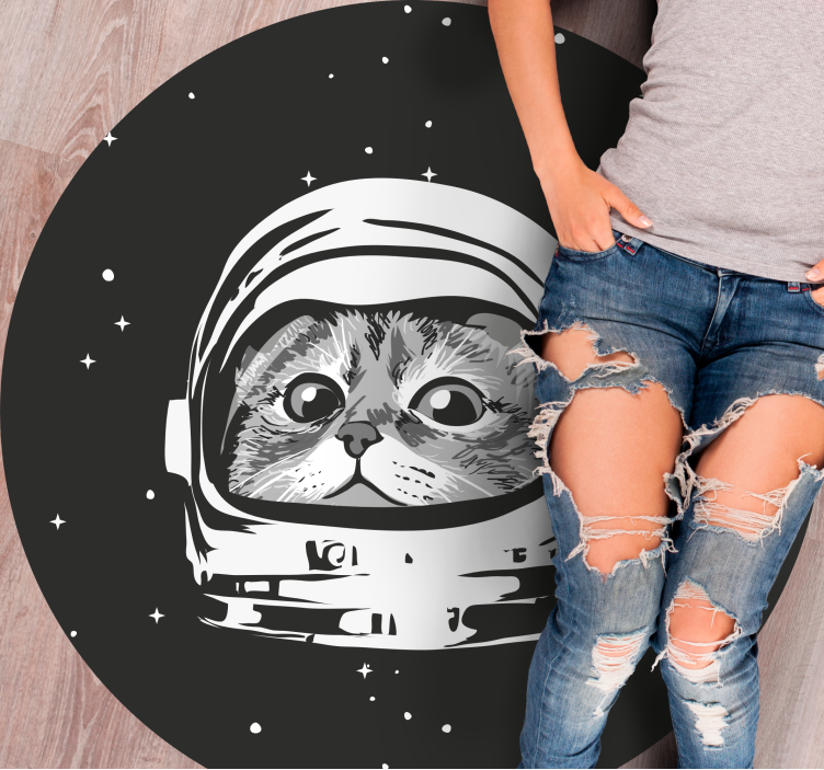 Tapis vinyle pour enfants aventure du chat de l'espace - TenStickers