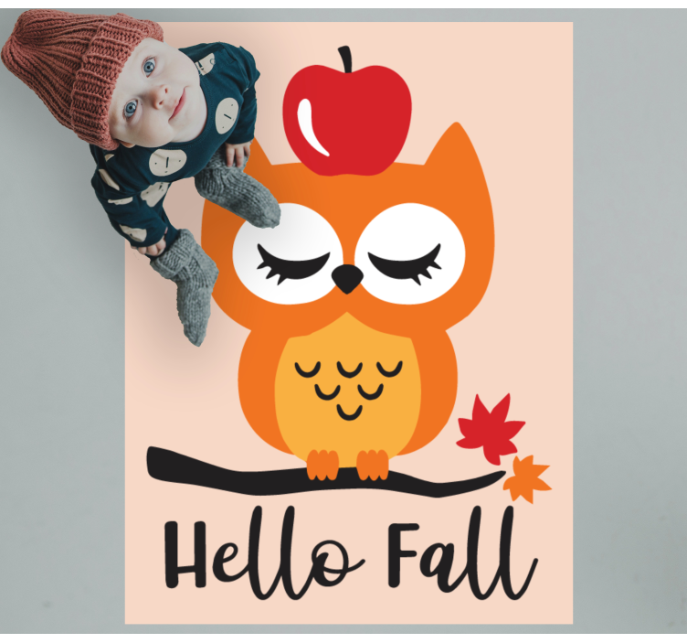 Tapis vinyle pour enfants bonjour hibou d'automne - TenStickers