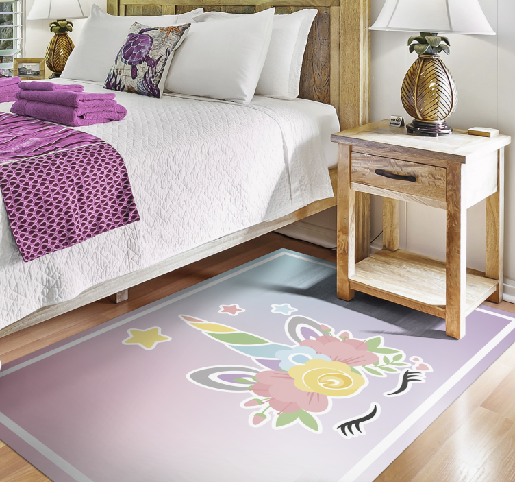 Tapis vinyle pour enfants breloque florale licorne - TenStickers