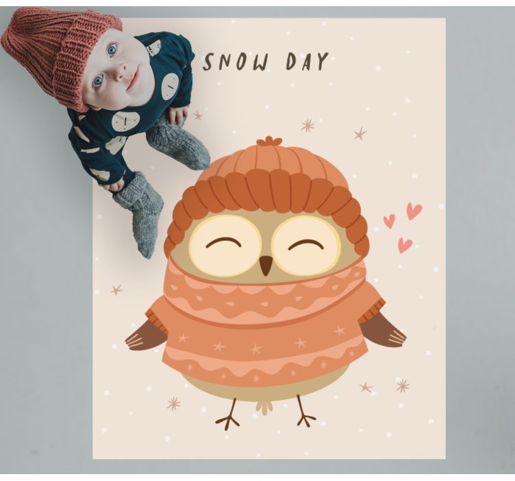 Tapis vinyle bébé charme de hibou des neiges - TenStickers
