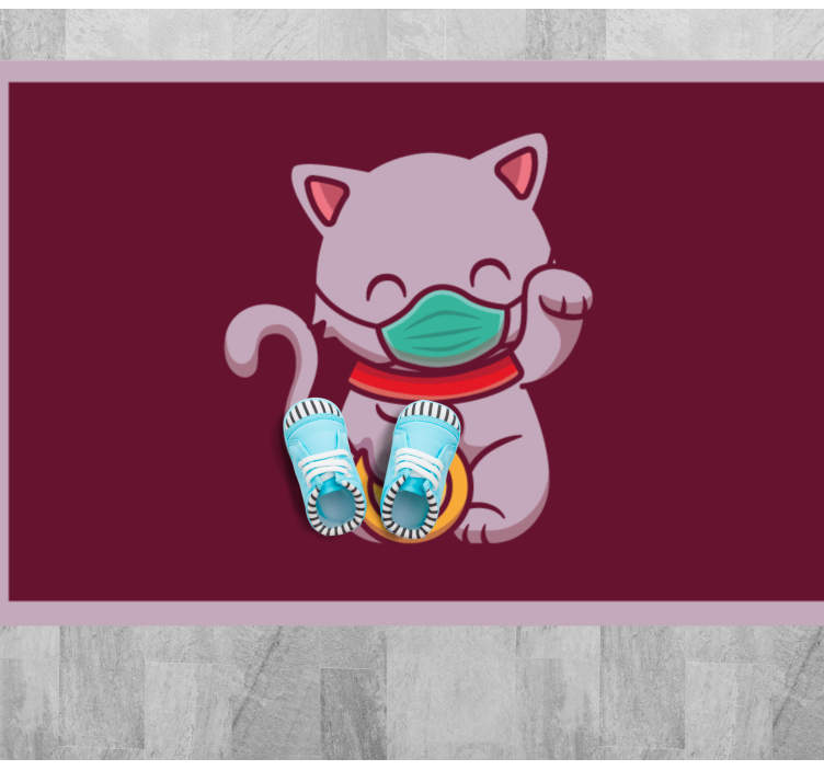 Tapis vinyle animal chat portant un masque - TenStickers