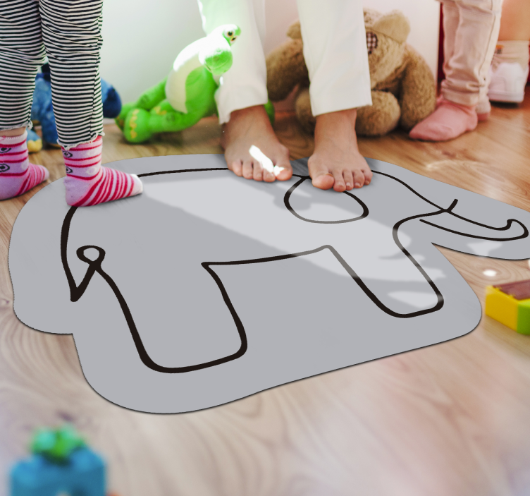 Tapis vinyle pour enfants contour d'éléphant - TenStickers