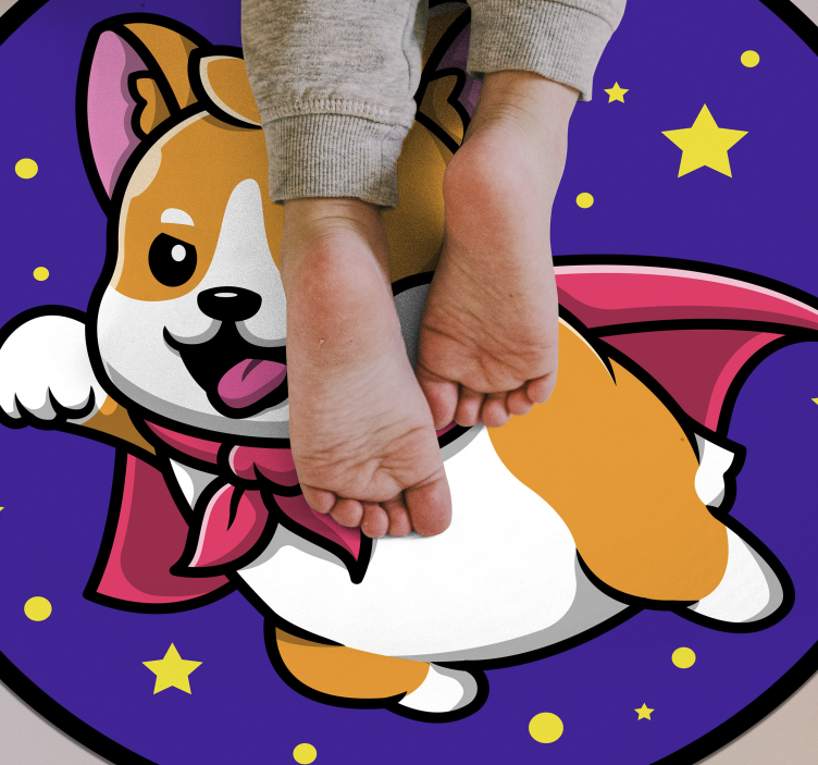 Tapis vinyle pour enfants corgi super-héros - TenStickers